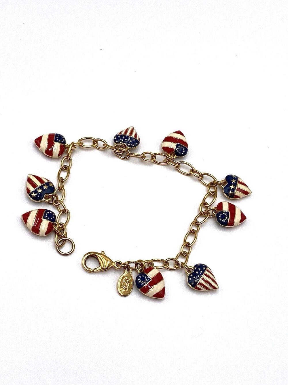 Joan Rivers American Flag Charms Gold Tone 7.25”
